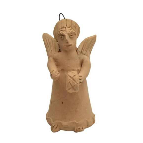 4 Handmade Mexican Terracotta Angel Ornament Figurine Set Musician Angels - Picture 5 of 13